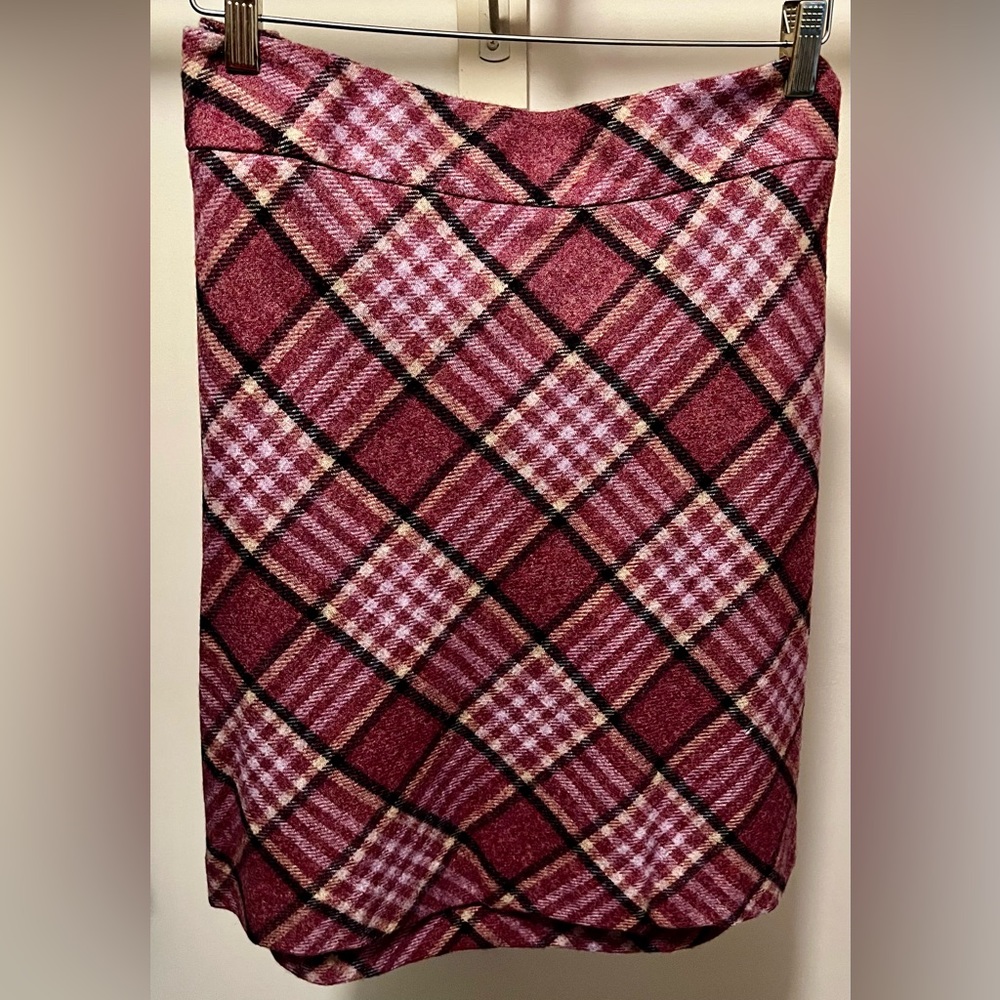 Talbots Women’s Purple/Black/Ivory Plaid Skirt